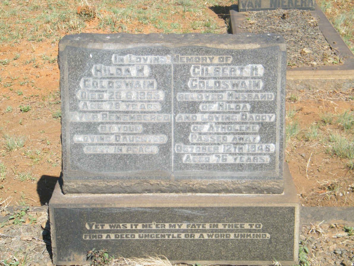 GOLDSWAIN Gilbert H. –1948 &amp; Hilda M. -1955