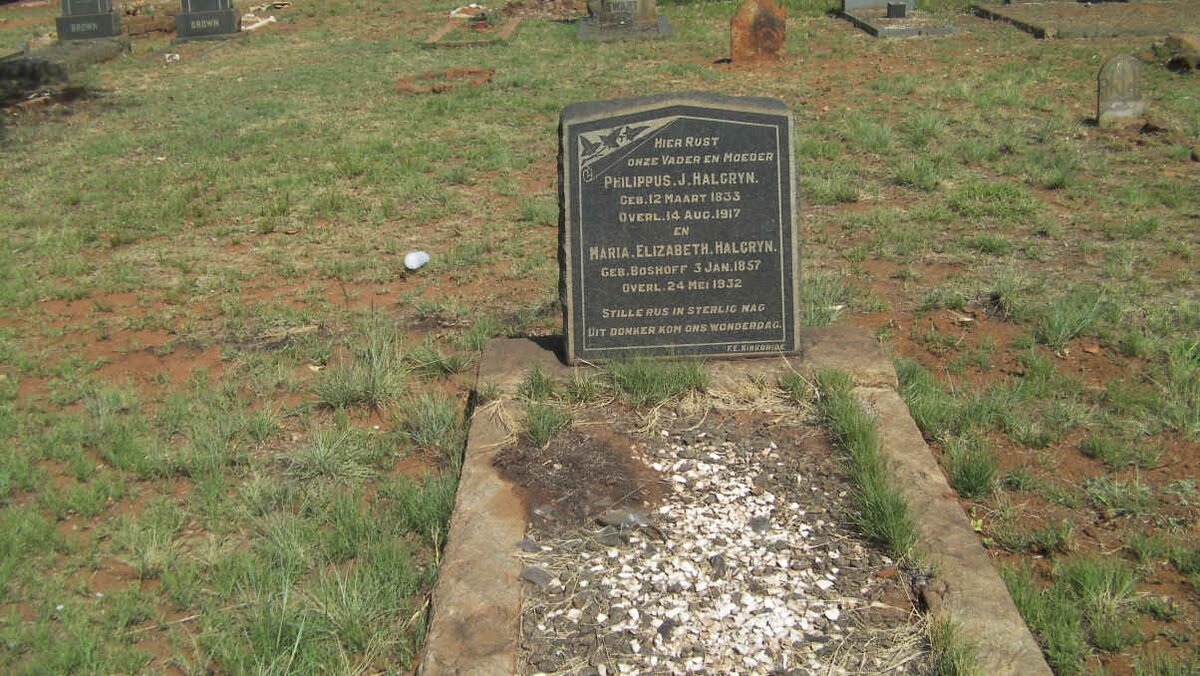 HALGRYN Philippus J. 1833-1917 &amp; Maria Elizabeth BOSHOFF 1857-1932