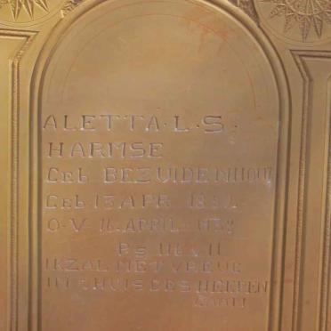 HARMSE Aletta L.S. nee BEZUIDENHOUT 1852-1938