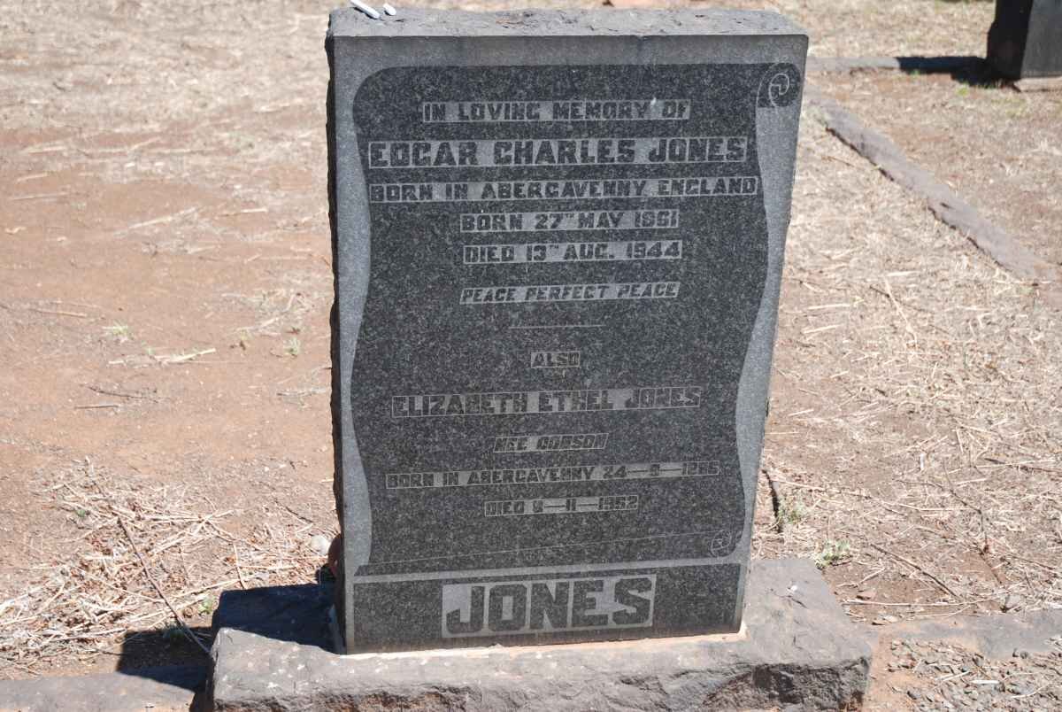 JONES Edgar Charles 1861-1944 &amp; Elizabeth Ethel DOBSON 1865-1952