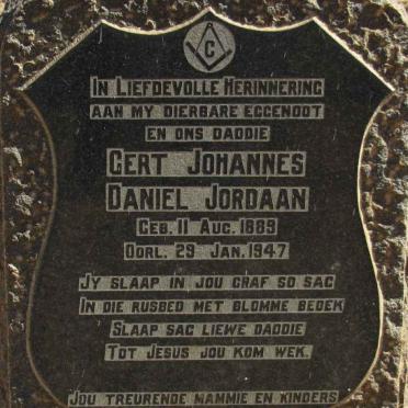 JORDAAN Gert Johannes Daniel 1889-1947