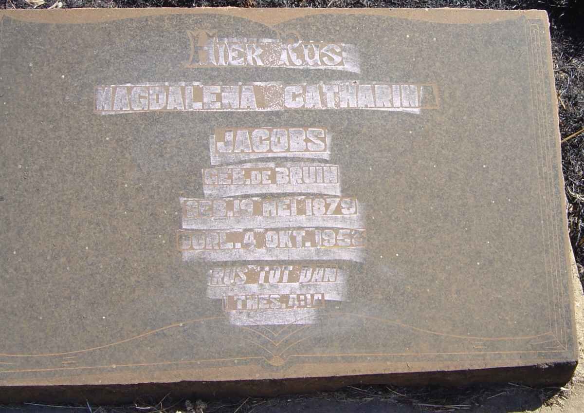 JACOBS Magdalena Catharina nee DE BRUIN 1897-1953