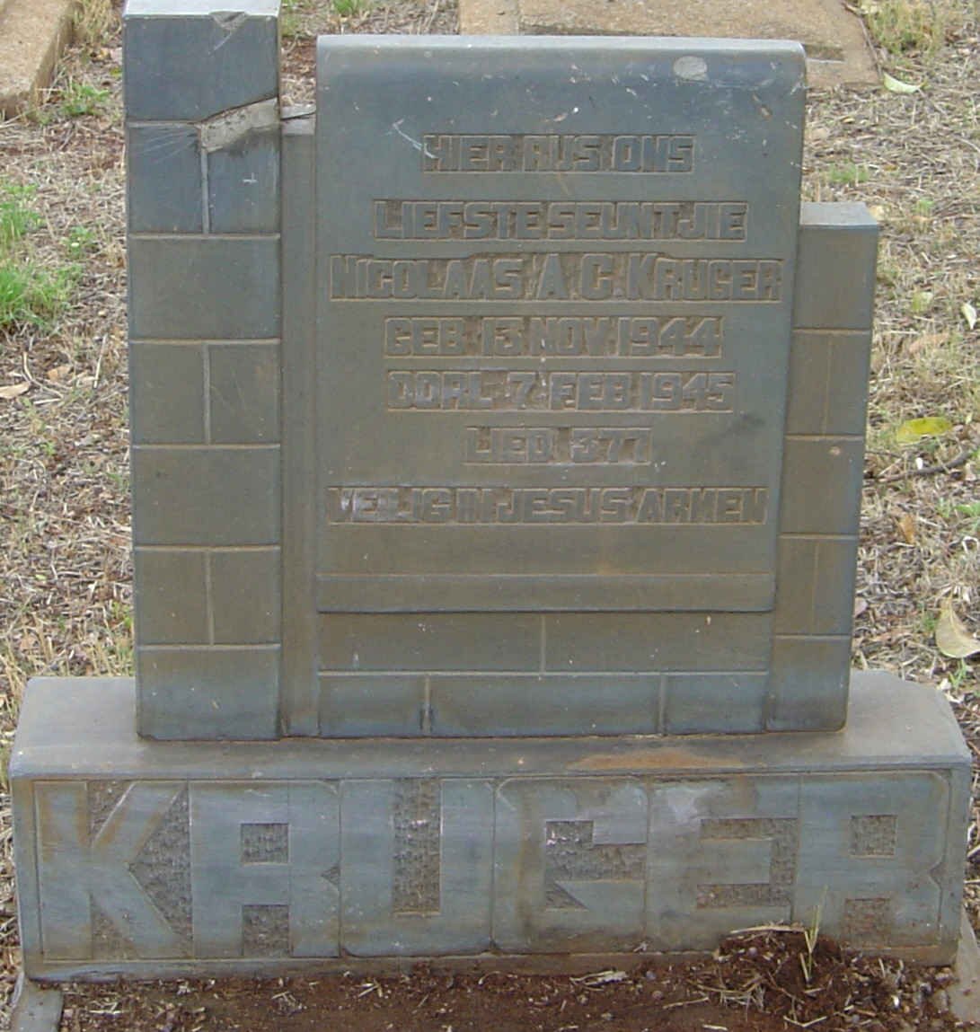 KRUGER Nicolaas A.C. 1944-1945