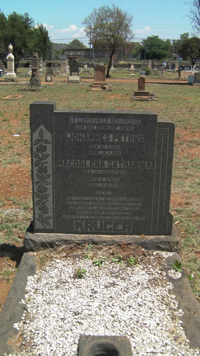KRUGER Johannes Petrus 1860-1916 &amp; Magdalena Catharina VAN JAARSVELD 1856-19??