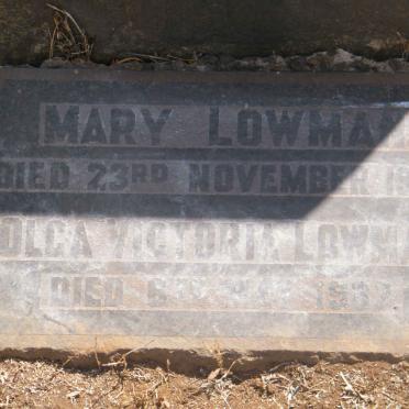 LOWMAN Mary  -1942 :: LOWMAN Olga Victoria -1962