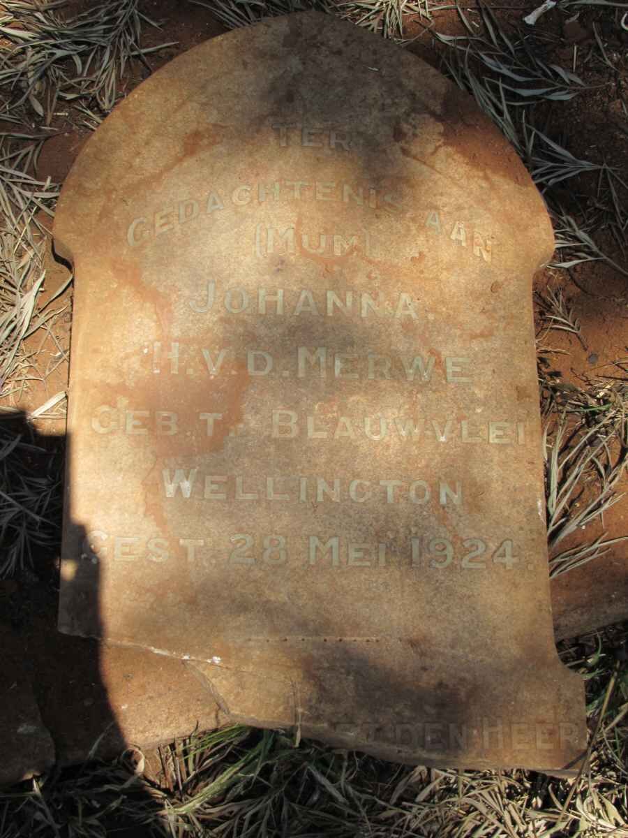 MERWE Johanna H., v.d. -1924
