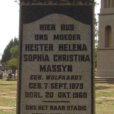 MASSYN Hester Helena Sophia Christina nee WOLFAARDT 1879-1960