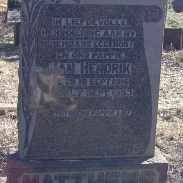MATTHEWS Jan Hendrik 1916-1953