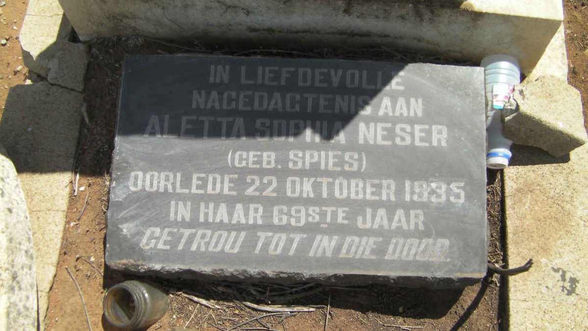 NESER Aletta Sophia nee SPIES -1935