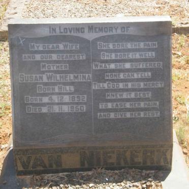 NIEKERK Susan Wilhelmina, van nee HILL 1892-1950