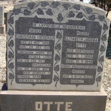 OTTE Christiaan Frederick 1886-1951 &amp; Elizabeth Jacoba OOSTHUIZEN 1890-1948