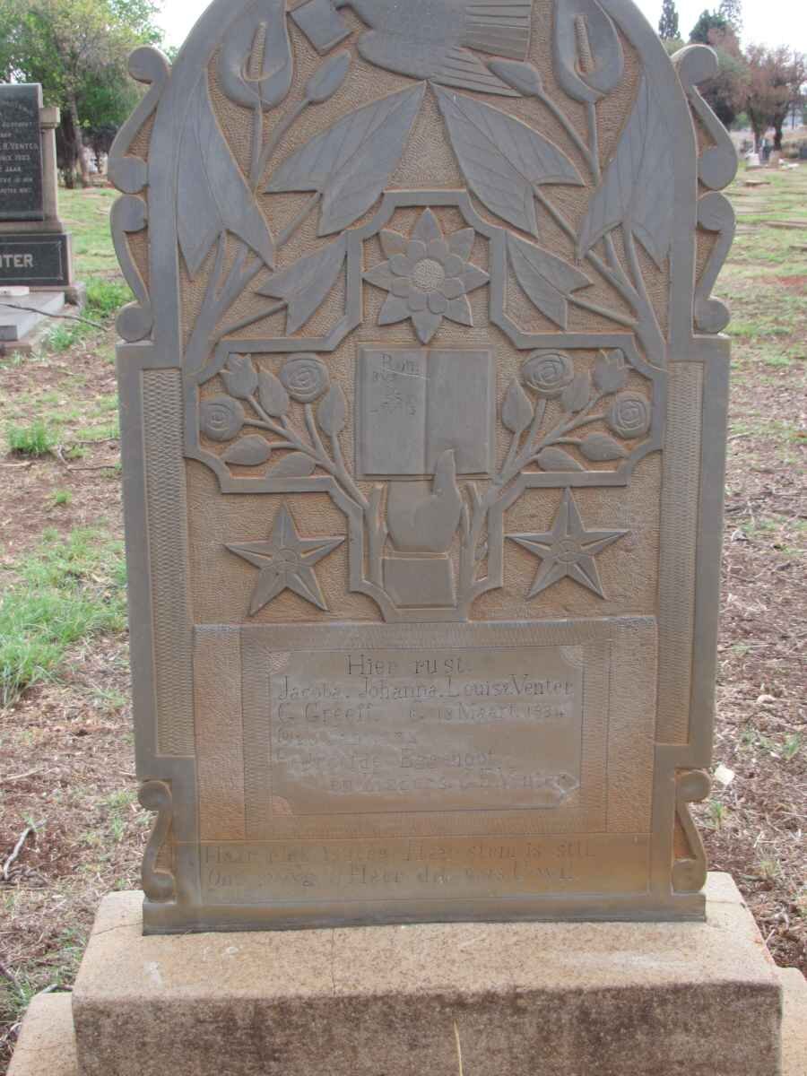 VENTER Jacoba Johanna Louisa nee GREEFF 1884-1934