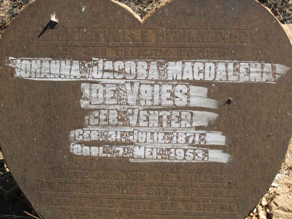 VRIES Johanna Jacoba Magdalena, de nee VENTER 1871-1953
