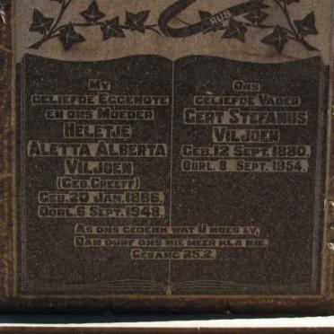 VILJOEN Gert Stefanus 1880-1954 &amp; Heletje Aletta Alberta GREEFF 1886-1948