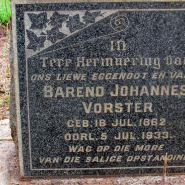 VORSTER Barend Johannes 1862-1933