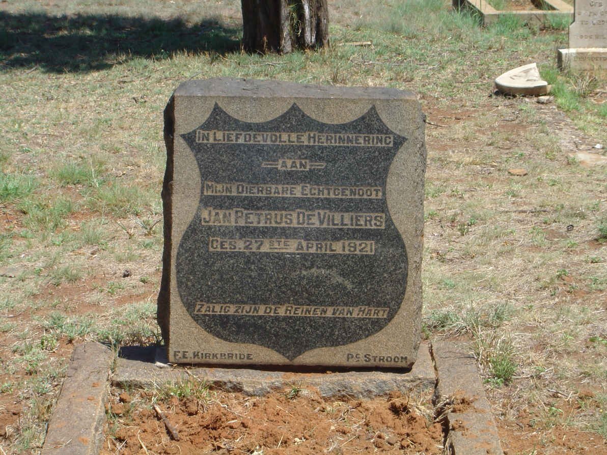 VILLIERS Jan Petrus, de -1921