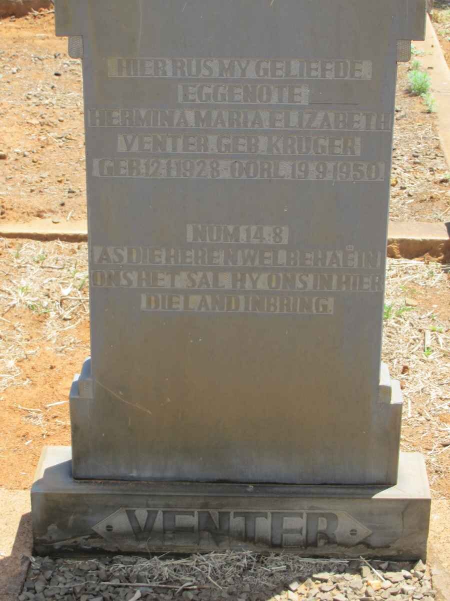 VENTER Hermina Maria Elizabeth nee KRUGER 1928-1950