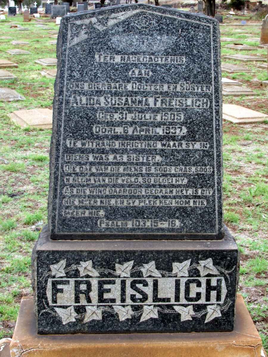FREISLICH Alida Susanna 1905-1937