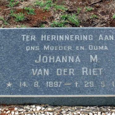 RIET Johanna M., van der 1897-1937