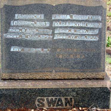 SWAN Andrew Cornelius 1865-1944 &amp; Anna Christina Elizabeth FOURIE 1861-1944
