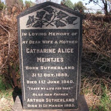 SUTHERLAND Arthur -1893 :: MEINTJES Catharine Alice nee SUTHERLAND 1889-1940