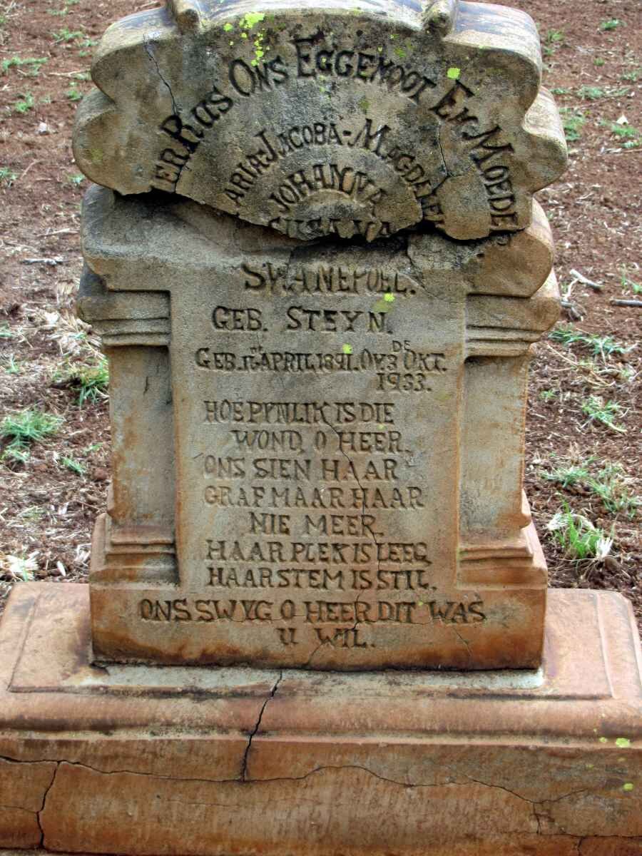 SWANEPOEL Maria Jacoba Magdalena Johanna Susana nee STEYN 1891-1933