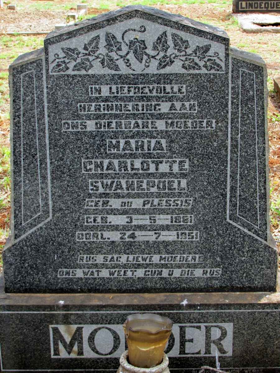 SWANEPOEL Maria Charlotte nee DU PLESSIS 1881-1951