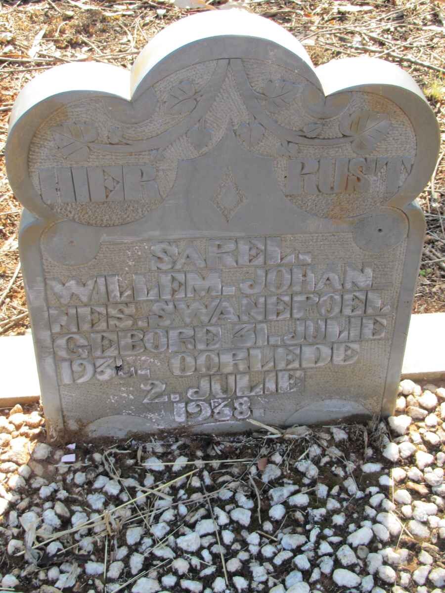 SWANEPOEL Sarel Willem Johannes 193?-1938