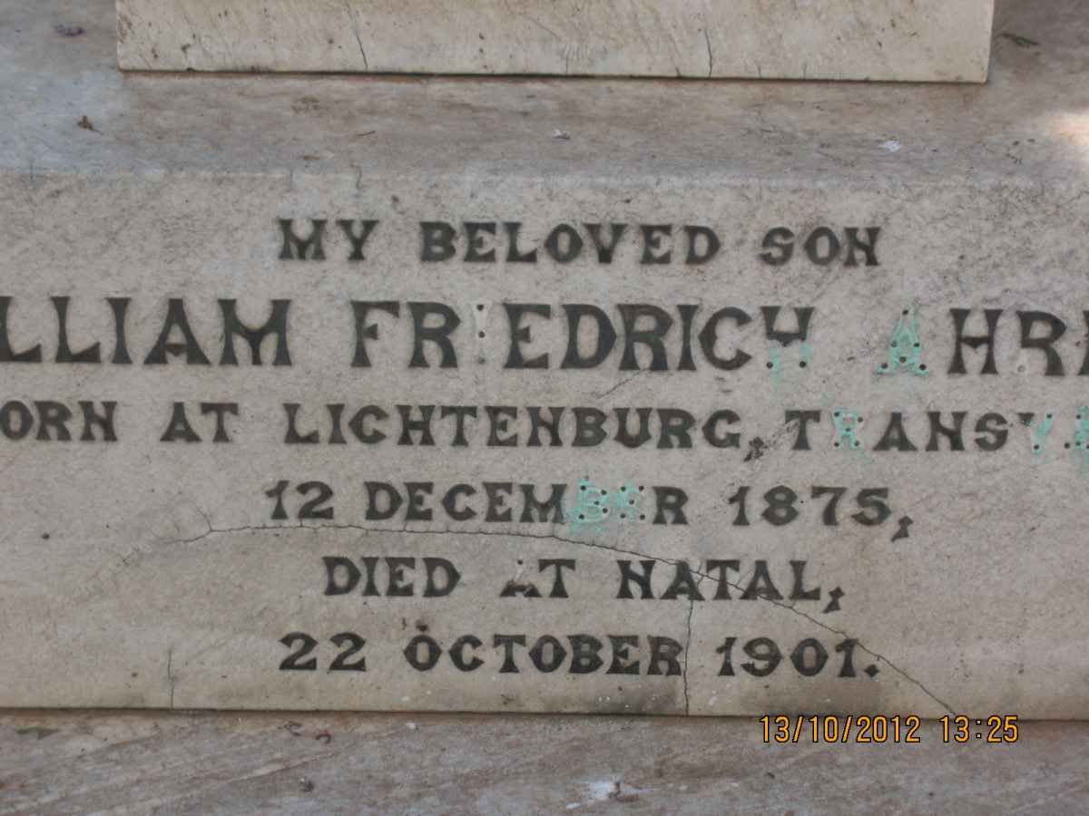 AHRENS William Friedrich 1875-1901