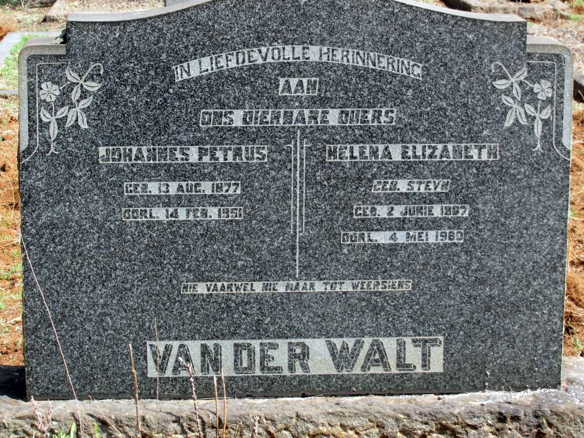 WALT Johannes Petrus, van der 1877-1951 &amp; Helena Elizabeth STEYN 1887-1980