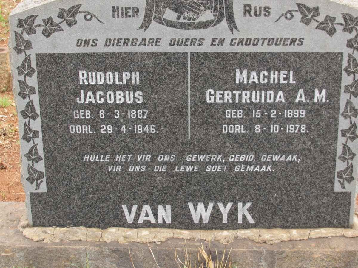 WYK Rudolph Jacobus, van 1887-1946 &amp; Machel Gertruida A.M. 1899-1978
