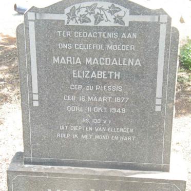 WYK Maria Magdalena Elizabeth, van nee du PLESSIS 1877-1949