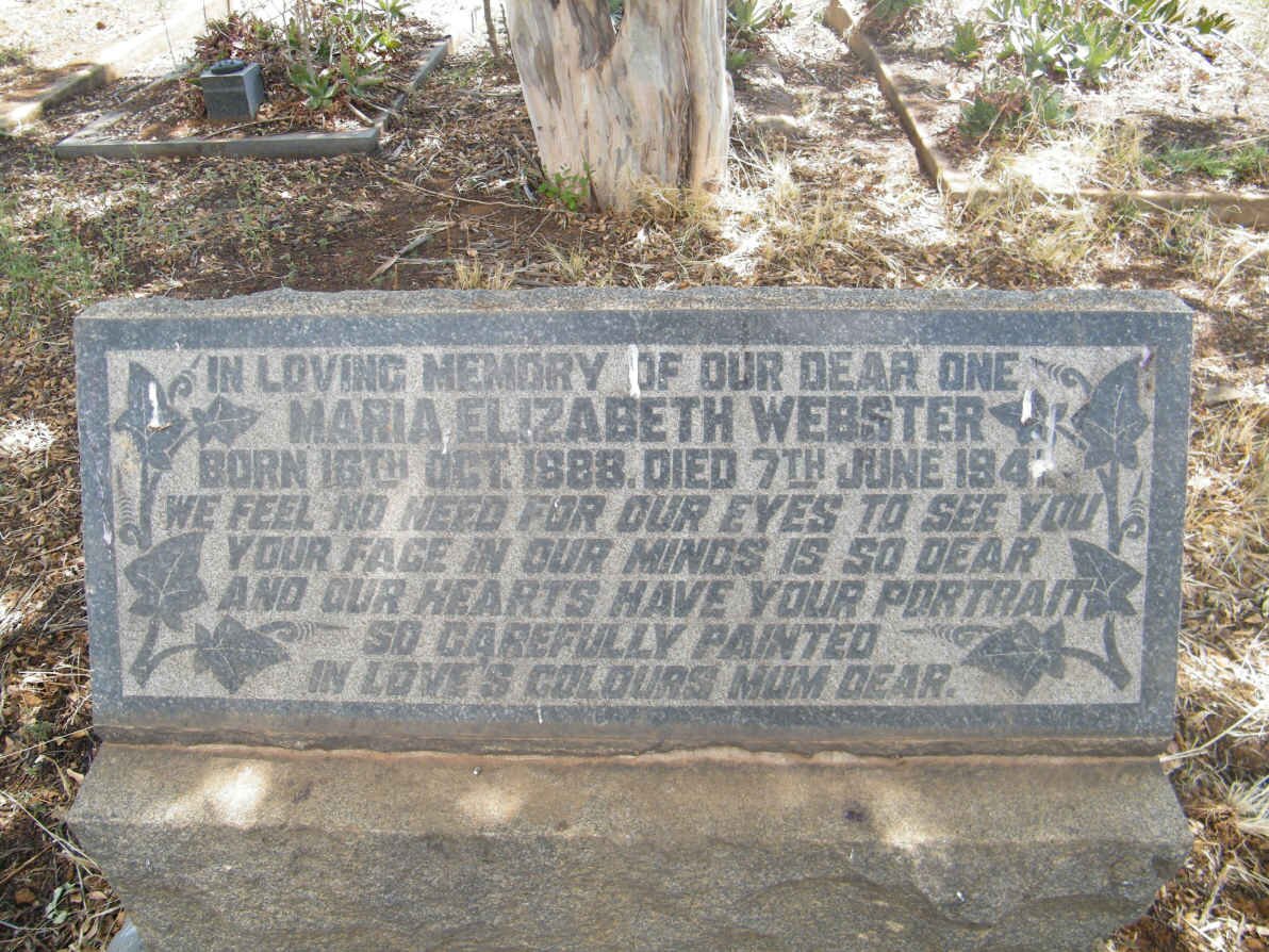 WEBSTER Maria Elizabeth 1888-1942