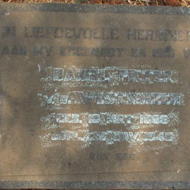 WESTHUIZEN Daniël Pieter, van der 1885-1945