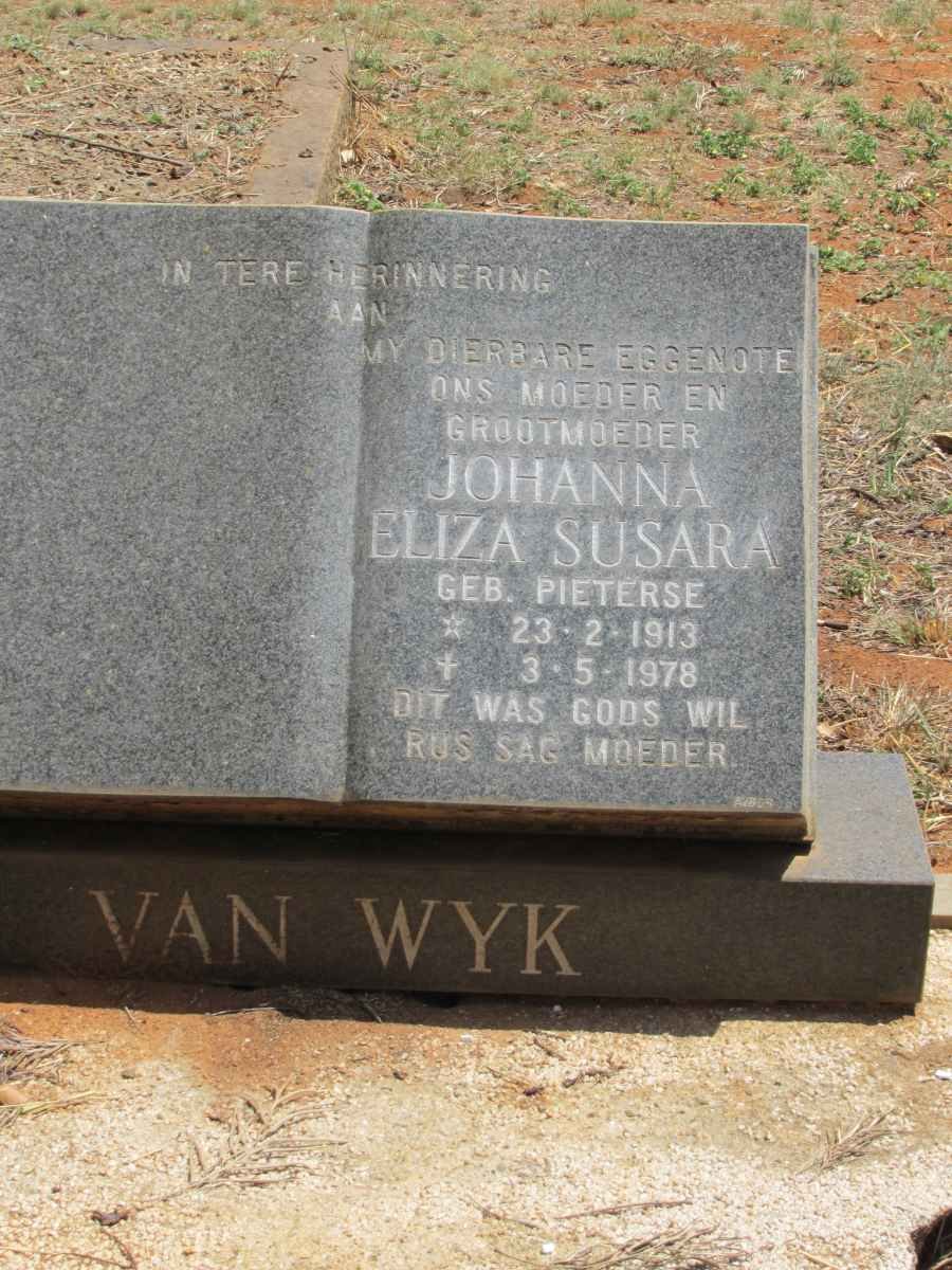 WYK Johanna Eliza Susara, van nee PIETERSE 1913-1978