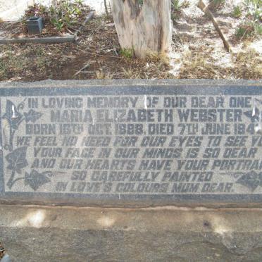 WEBSTER Maria Elizabeth 1888-1942