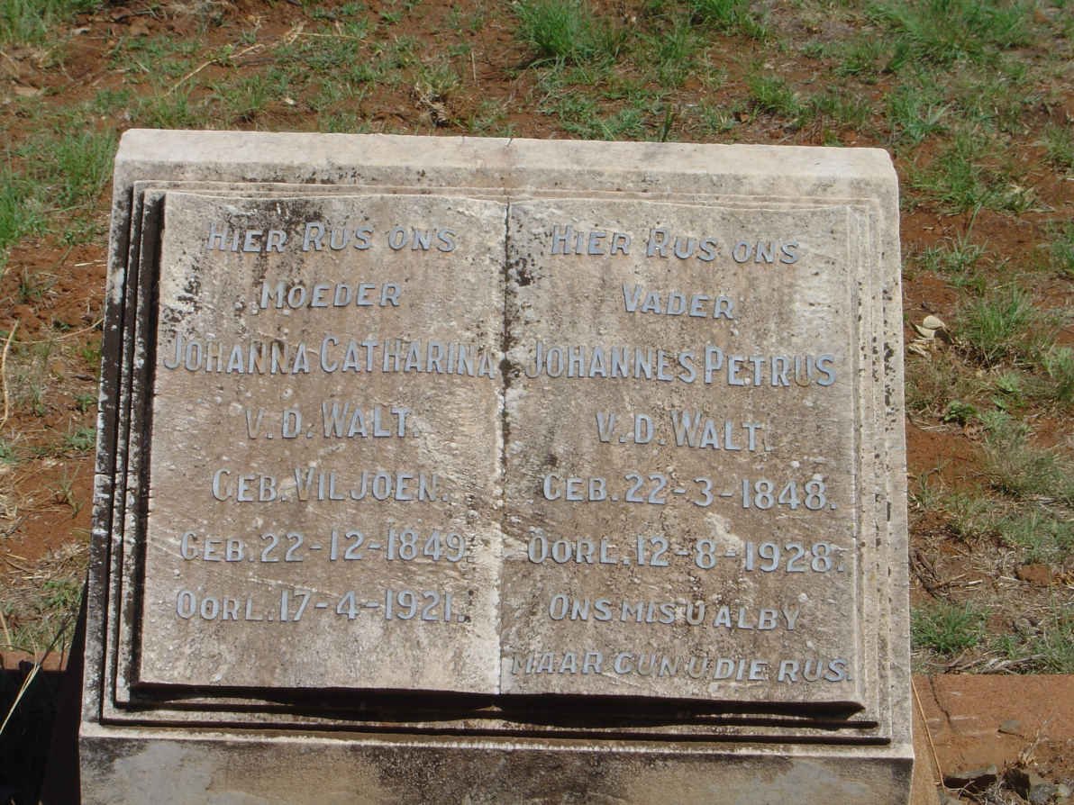 WALT Johannes Petrus, v.d. 1848-1928 &amp; Johanna Catharina VILJOEN 1849-1921 