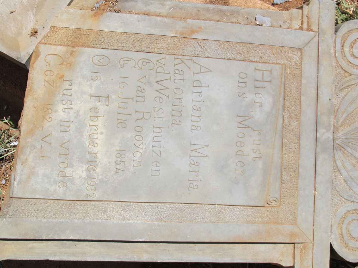 WESTHUIZEN Adriana Maria Katorina, v.d. nee VAN ROOYEN 1854-1932