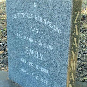 ZAAYMAN Fanie 1889-1974 &amp; Emily 1890-1958