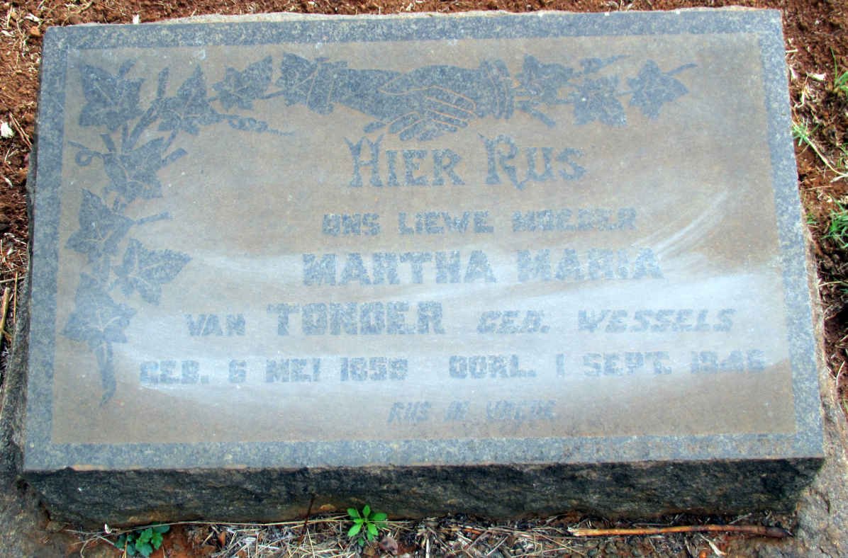 TONDER Martha Maria, van nee WESSELS 185?-1946