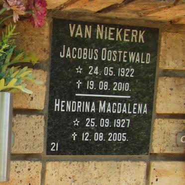 NIEKERK Jacobus Oostewald, van 1922-2010 &amp; Hendrina Magdalena 1927-2005