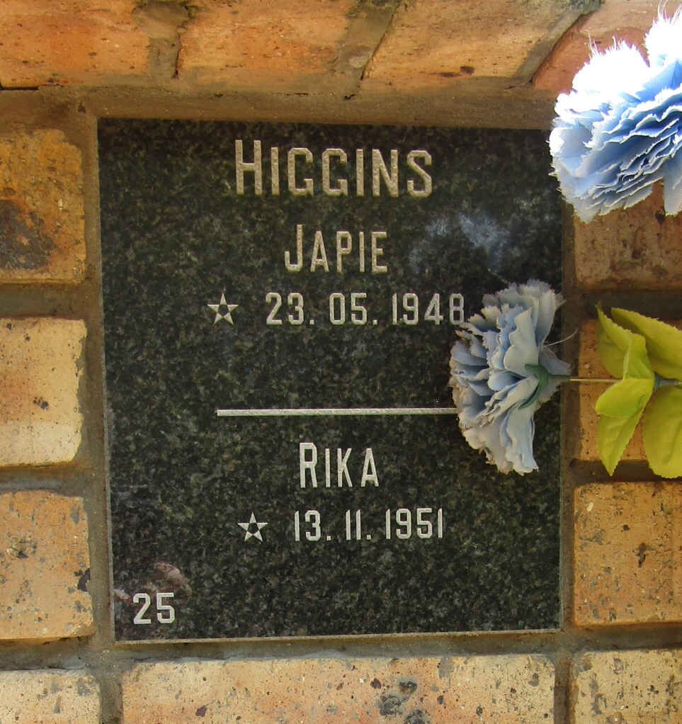 HIGGINS Japie 1948- &amp; Rika 1951-