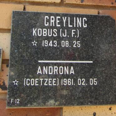 GREYLING J.F. 1943- &amp; Androna COETZEE 1961-