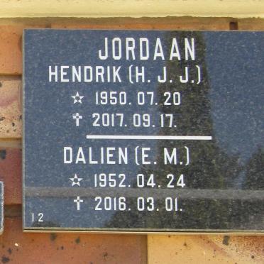JORDAAN H.J.J. 1950-2017 &amp; E.M. 1952-2016