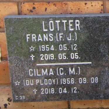 LÖTTER F.J. 1954-2019 &amp; C.M. du PLOOY 1956-2018