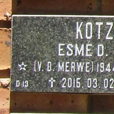 KOTZE  D. nee v.d. MERWE 1944-2015