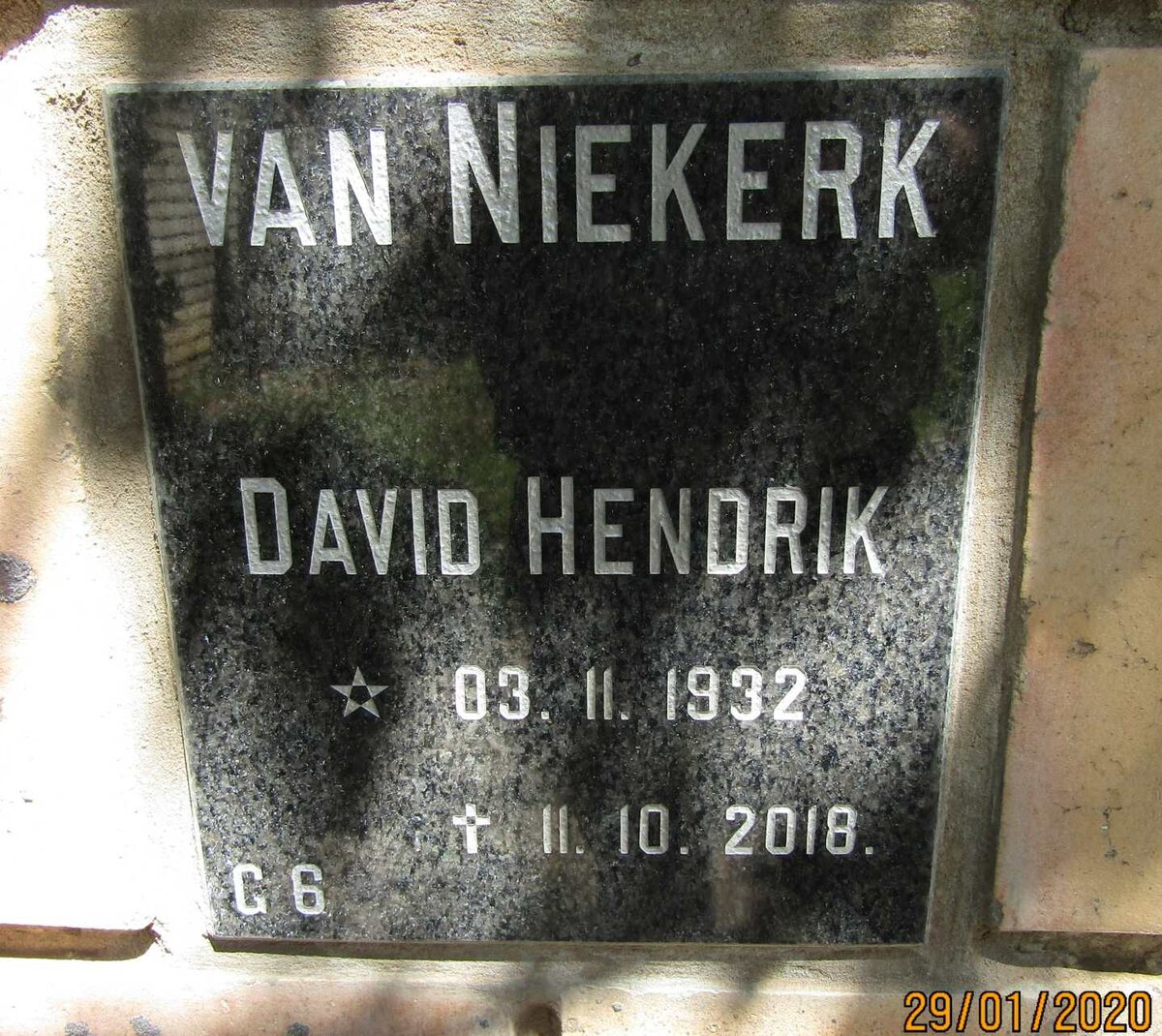 NIEKERK David Hendrik, van 1932-2018