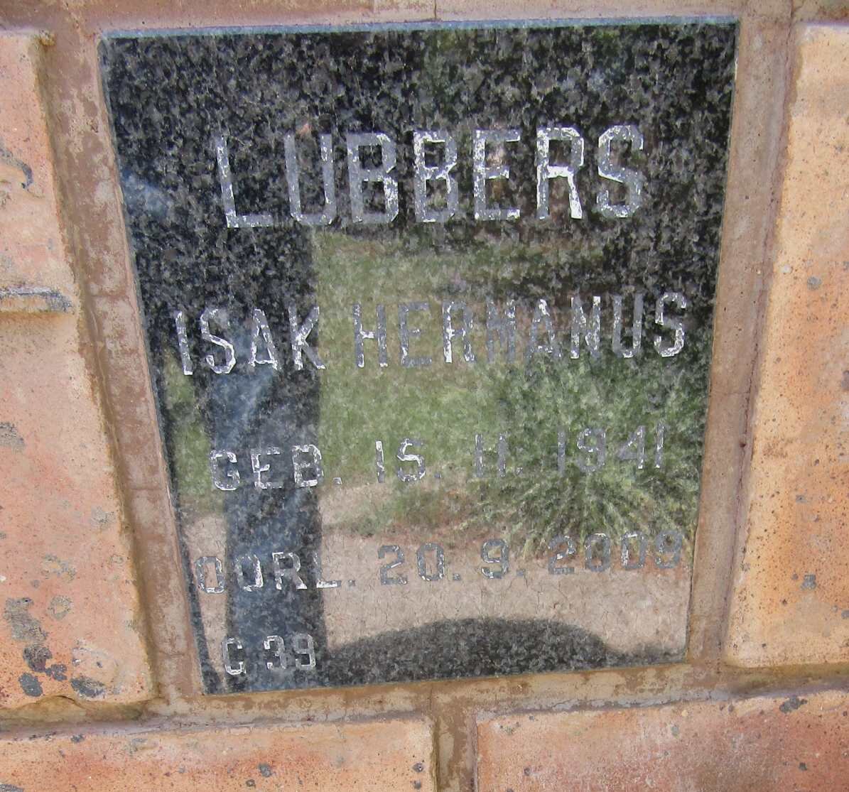 LUBBERS Isak Hermanus 1941-2009