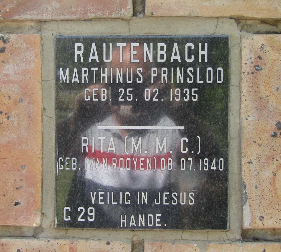 RAUTENBACH Marthinus Prinsloo 1935- &amp; M.M.C. VAN ROOYEN 1940-