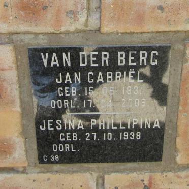 BERG Jan Gabriel, van de 1931-2009 &amp; Jesina Phillipina 1938-